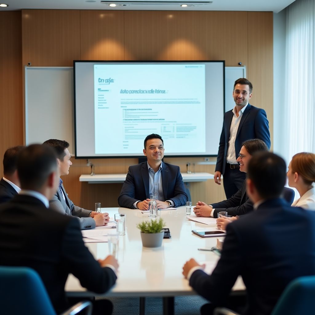 Equipo de consultores financieros reunidos